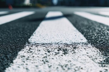 Close-up of city crosswalk lines