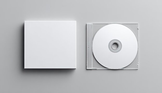 Blank CD and case on a gray surface