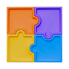 Four Colorful Puzzle Pieces Interlocking on White Background