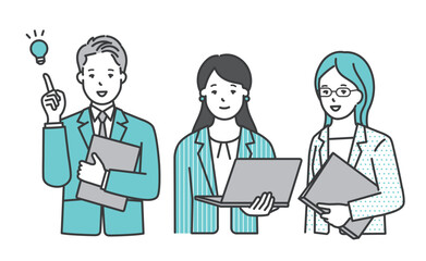 ビジネスパーソン3名のシンプルイメージ