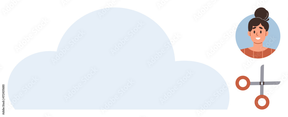 Aufkleber cloud, user profile, and scissors showcasing data management, cloud storage, personalization, conten