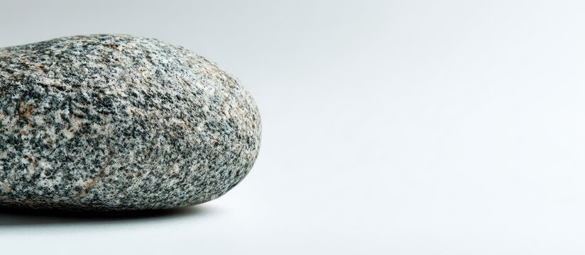 Close-up of a smooth gray stone on a white background