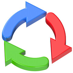 3D colorful arrows cycle rotation process icon design