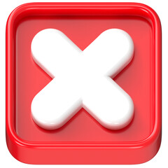 Obraz premium 3D red square button cross cancel symbol illustration