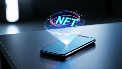 NFT Technology Displayed on Smartphone Screen in a Modern Digital Environment - Powered by Adobe