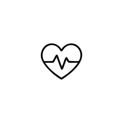 Simple black outline heart with heartbeat graphic