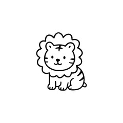 Cute cartoon tiger wearing a lion's mane