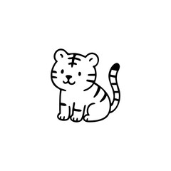 Cute black and white tiger illustration