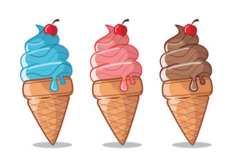 Cartoon Ice Cream Cone Icon – Summer Dessert and Sweet Food Illustration