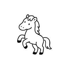 Cute cartoon horse in black outline