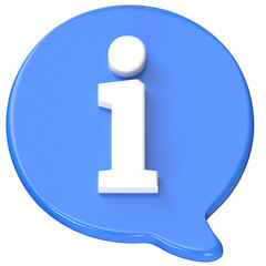 3D blue information button circle help icon illustration