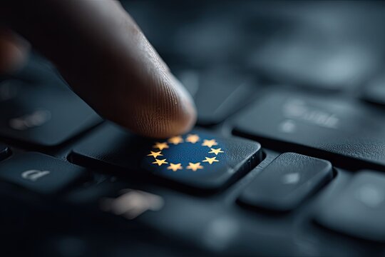 Finger presses a keyboard key with the EU flag (1)