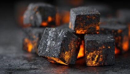 Burning charcoal cubes