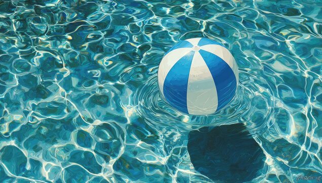 Pool water with a floating ball
