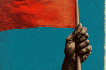 protest art: hand holding a flag