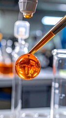 Amber liquid being dispensed into a vessel