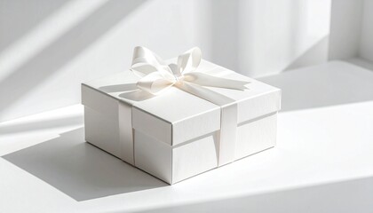 Elegant White Gift Box with Satin Ribbon Perfect for Any Occasion