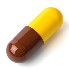A yellow and brown pill isolated on white