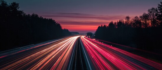 Highway at Dusk with Light Trails (1)