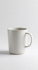Fototapeta premium Minimalist white coffee mug on a plain background 