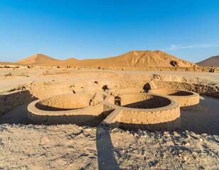 Ancient circular structures in a desert landscape