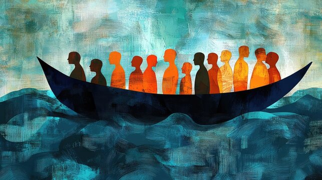 A boat with a group of people on it