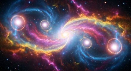 Colorful Cosmic Nebulae Intertwined.