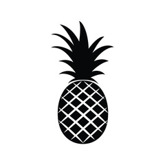Fototapeta premium Black pineapple with detailed leaf crown and textured body stands on white background