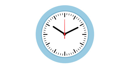 A simple, clean vector illustration of a blue-rimmed clock face, isolated on a transparent background, perfect for time-related concepts and design projects.