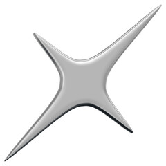 3D Chrome Sparkle Star Icon