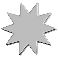 3D Chrome Sparkle Star Icon