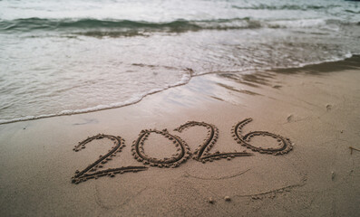 the number 2026 written in the sand