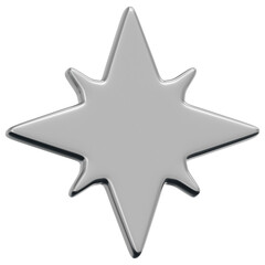 3D Chrome Sparkle Star Icon