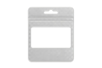 Empty transparent plastic packaging pouch with hang tab