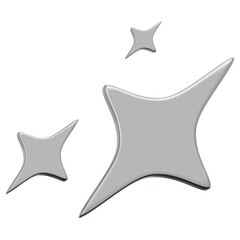 3D Chrome Sparkle Star Icon