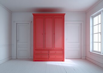 Empty room, red wardrobe