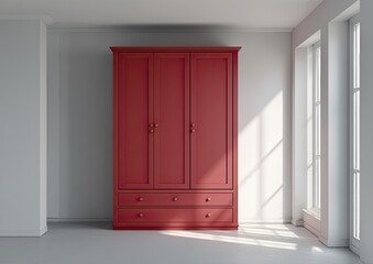 Obraz premium Red wardrobe in a minimalist room