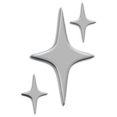 3D Chrome Sparkle Star Icon
