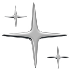 3D Chrome Sparkle Star Icon