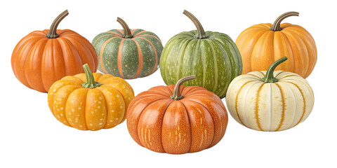 Pumpkin PNG Set &ndash; Decorative Pumpkins, Isolated on Transparent Background"