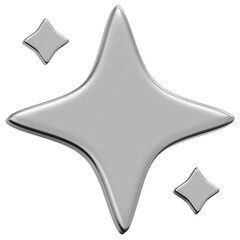 3D Chrome Sparkle Star Icon