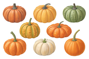 Pumpkin PNG Set &ndash; Decorative Pumpkins, Isolated on Transparent Background"