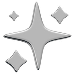 3D Chrome Sparkle Star Icon