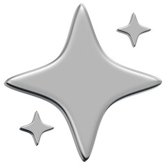 3D Chrome Sparkle Star Icon