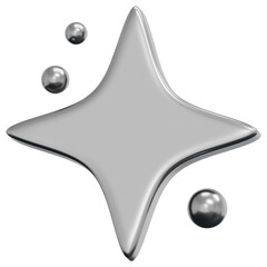 3D Chrome Sparkle Star Icon