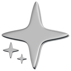 3D Chrome Sparkle Star Icon