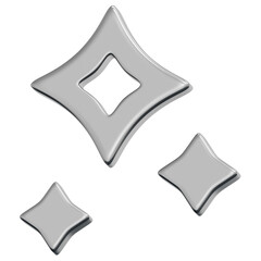 3D Chrome Sparkle Star Icon