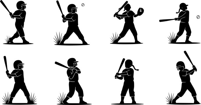T-ball Player, Tee-Ball, Tee-Ball Silhouette, T-ball Player Silhouette, Child T-ball set