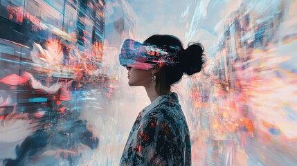 A woman wearing a virtual reality headset