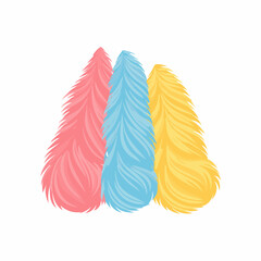 Three Pastel-Colored Fluffy Trees Illustration